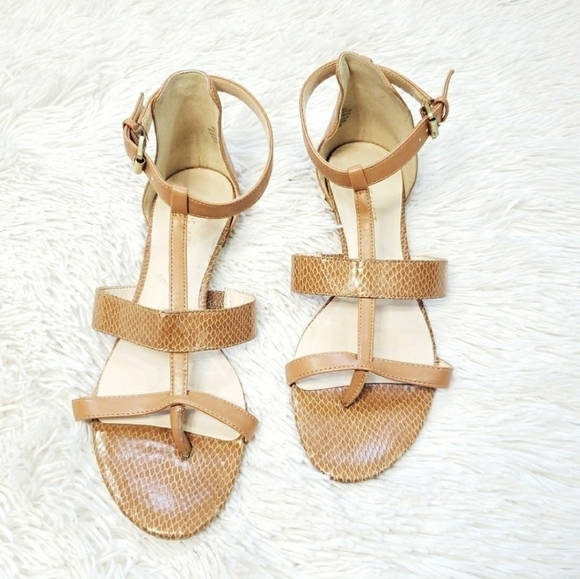 Nine West Tan Faux Snake Skin Summer Sandal - Picture 1 of 3